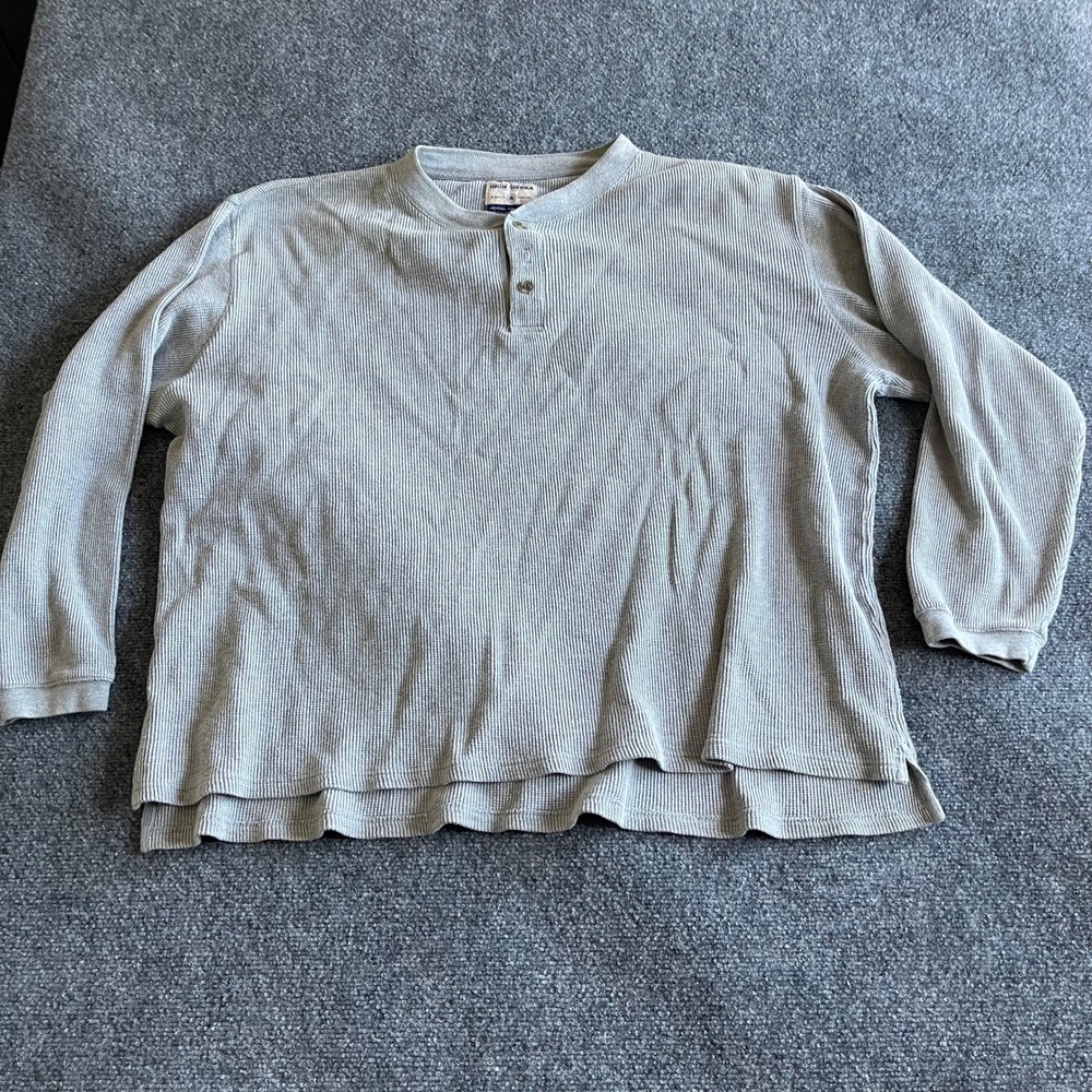 High Sierra‎ Mens XXL Grey Waffle Knit Henley Long Sleeve 100% Cotton Shirt